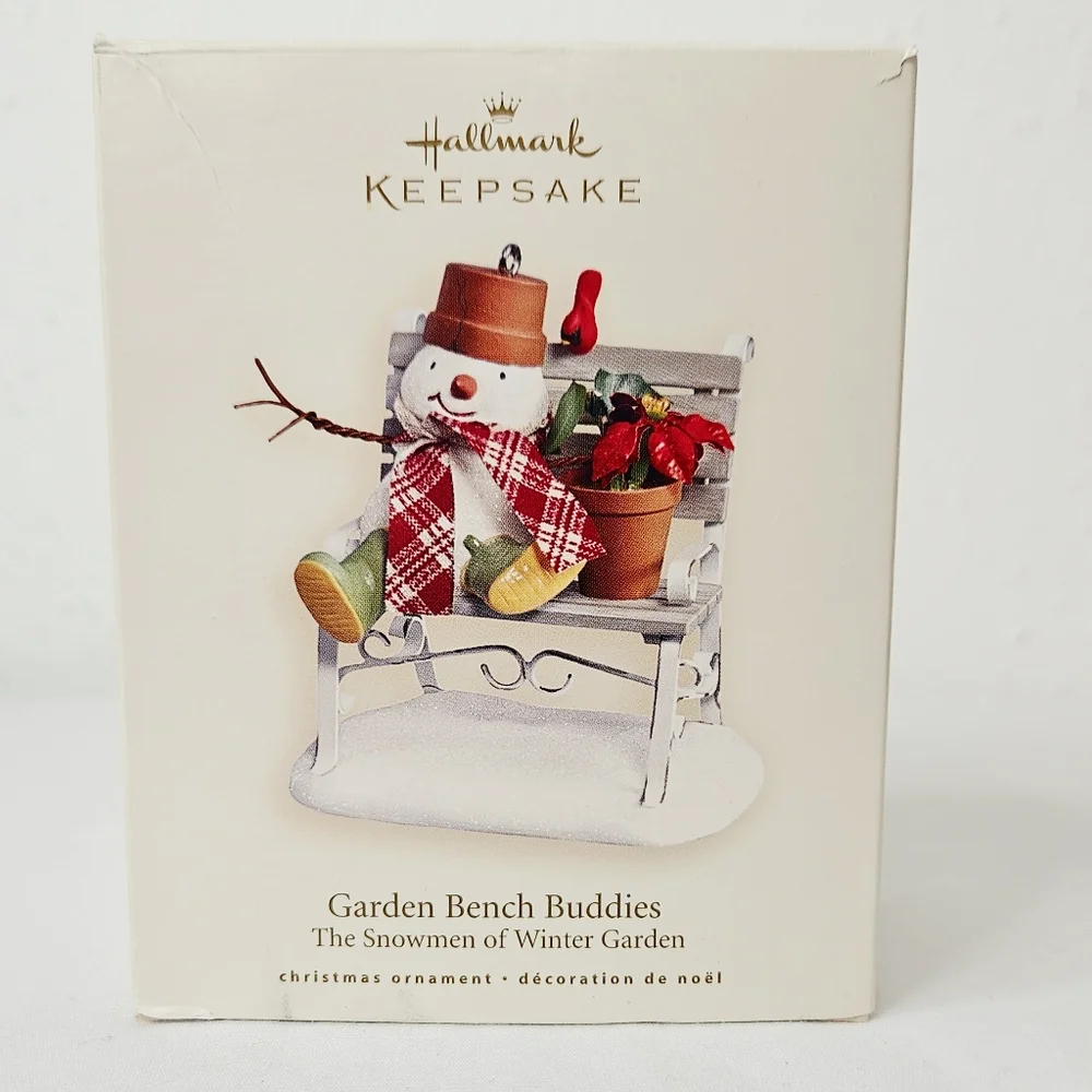 Hallmark Keepsake Garden Bench Buddies Ornament 2007 Snowmen Winter Garden